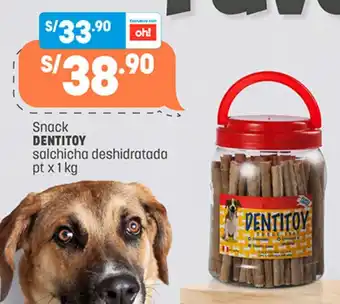 Plaza Vea Snack DENTITOY salchicha deshidratada pt x 1kg oferta