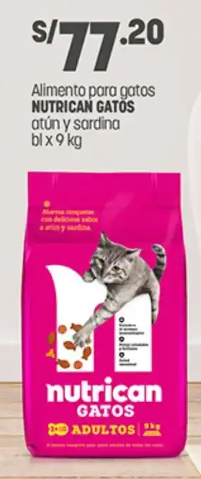 Plaza Vea Alimento para gatos NUTICAN GATOS atun y sardina bl x 9 kg oferta