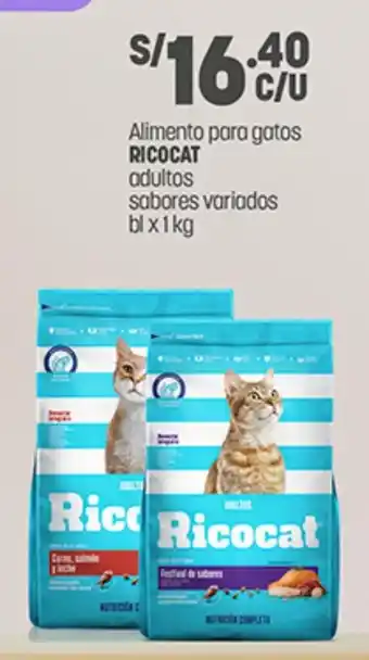 Plaza Vea Alimento para gatos RICOCAT adultos sabores variados bl x 1 kg oferta