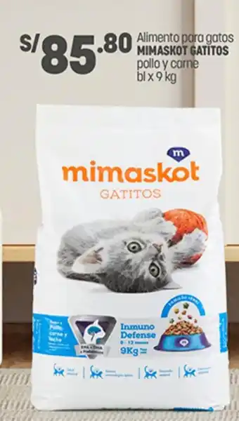Plaza Vea Alimento para gatos MIMASKOT GATITOS pollo y carne bl x 9 kg oferta