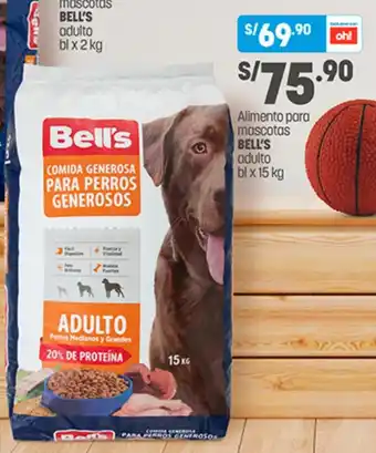 Plaza Vea Alimento para mascotas BELL'S adulto bl x 15 kg oferta