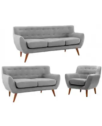 Tiendas EFE Juego de sala hys 3-2-1 zack vintage - gris oferta