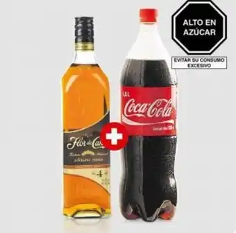 Mass Ron Flor de Caña 4 años 750ml +Gaseosa Coca-Cola 1.5lt oferta