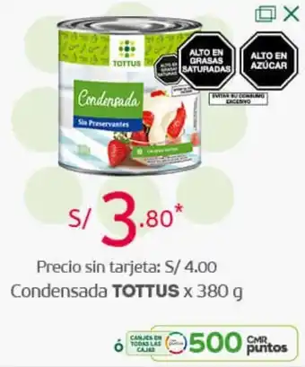 Tottus Condensada Tottus 380g oferta
