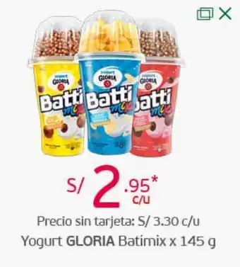 Tottus Yogurt Gloria Bati Mix 145g oferta