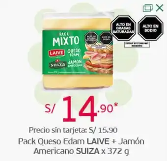Tottus Pack Queso Edam Laive +Jamón Americano Suiza 372g oferta