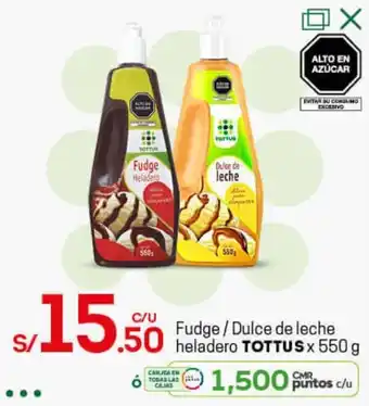 Tottus Fudge / Dulce de Leche Heladero Tottus 550g oferta