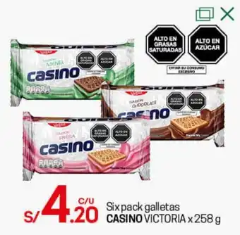Tottus Six Pack Galletas Casino Victoria 258g oferta