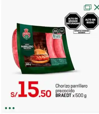 Tottus Chorizo Parrillero Precocido Braedt 500g oferta
