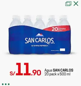 Tottus Agua San Carlos 20 pack x500ml oferta