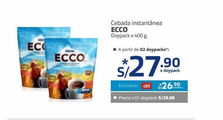 Makro Cebada instantánea ecco x 400 g oferta