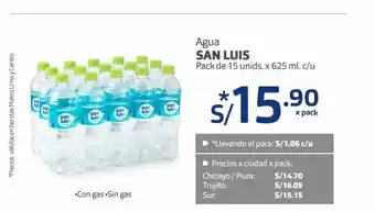 Makro Agua san luis pack de 15 un oferta