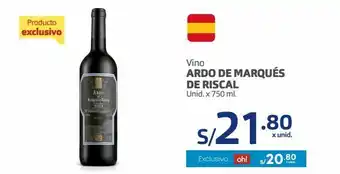 Makro Vino ardo de marqués de riscal x 750 ml oferta