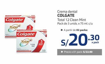 Makro Crema dental colgate total 12 clean mint pack de 3 unids. x 75 ml. c/u oferta