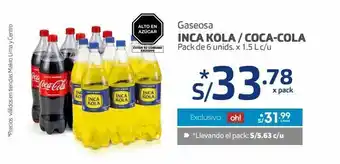 Makro Gaseosa inca kola/coca-cola pack de 6 un oferta