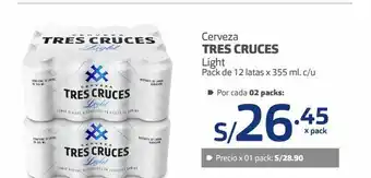 Makro Cerveza tres cruces light pack de 12 oferta