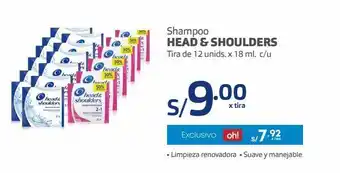 Makro Shampoo head & shoulders tira de 12 unids. x 18 ml. c/u oferta