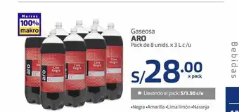 Makro Gaseosa aro pack de 8 un oferta