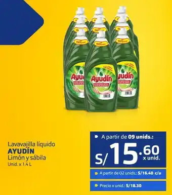 Makro Lavavajilla líquido ayudín limón y sábila unid. x 1.4 l oferta
