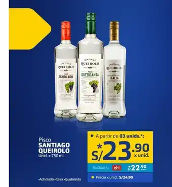 Makro Pisco santiago queirolo x 750 ml oferta