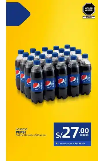 Makro Gaseosa pepsi pack de 20 un oferta