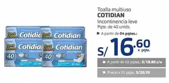 Makro Toalla multiuso cotidian incontinencia leve pqte. de 40 unids. oferta