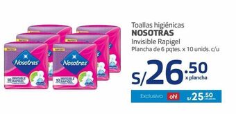 Makro Toallas higiénicas nosotras invisible rapigel plancha de 6 pqtes. x 10 unids. c/u oferta