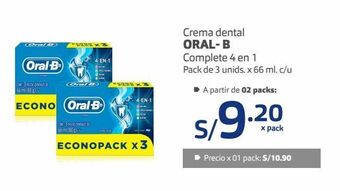 Makro Crema dental oral- b complete 4 en 1 pack de 3 unids. x 66 ml. c/u oferta