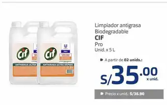 Makro Limpiador antigrasa biodegradable cif pro unid. x 5 l oferta