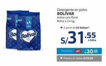 Detergente en polvo bolivar active care floral bolsa x 2.4 kg