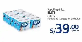 Makro Papel higiénico elite celeste plancha de 12 pqtes. x 4 unids. c/u oferta