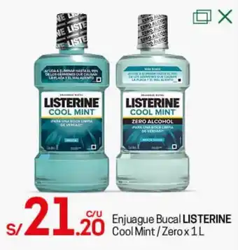 Tottus Enjuague Bucal Listerine Cool Mint / Zero 1L oferta