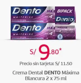 Tottus Crema Dental Dento Máxima Blancura 2 x 75ml oferta