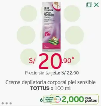 Tottus Crema Depilatoria Corporal Piel Sensible Tottus 100ml oferta