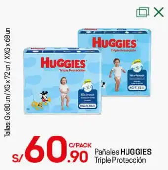 Tottus Pañales Huggies Triple Protección G x 80 / XG x 72 / XXG x 68un oferta