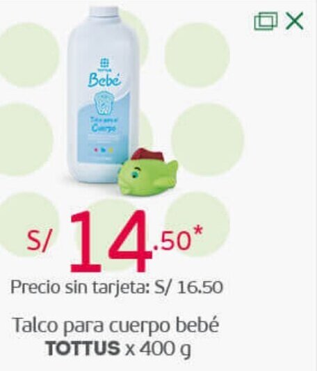 Tottus Talco para Cuerpo Bebé Tottus 400g oferta