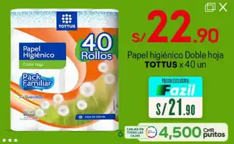 Tottus Papel Higiénico Doble Hoja Tottus 40un oferta