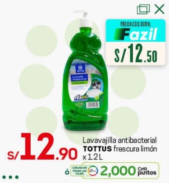Tottus Lavavajilla Antibacterial Tottus Frescura Limón 1.2L oferta