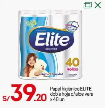 Tottus Papel Higiénico Elite Doble Hoja c/Aloe Vera 40un oferta