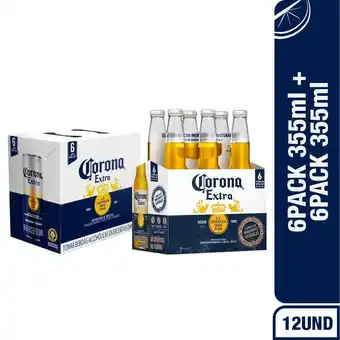 Tottus Six pack cerveza corona botella 355ml + six pack cerveza corona lata 355ml oferta
