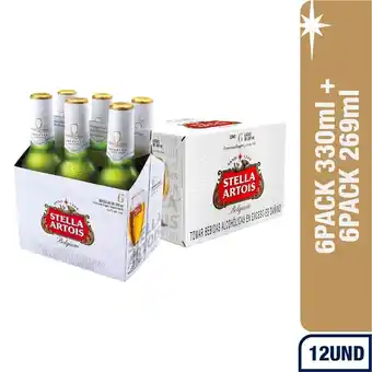 Tottus Six pack cerveza stella artois botella 330ml + cerveza stella artois belgium lata 269 ml 6unidades oferta