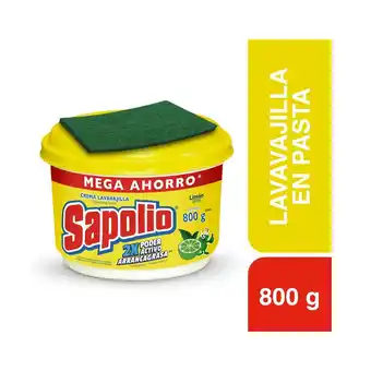 Tottus Lavavajilla crema sapolio 2x limon pote x 800g oferta