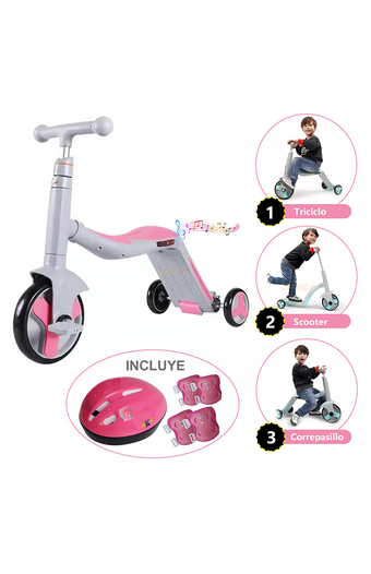 Tiendas EFE Scooter 3 en 1 blanco rosado oferta