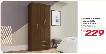 Hiperbodega Precio Uno Ropero 3 Puertas Cacao Brillo Casa Joven oferta