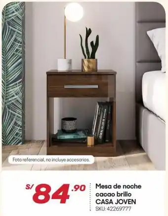 Hiperbodega Precio Uno Mesa de Noche Cacao Brillo Casa Joven oferta