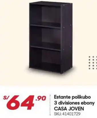 Hiperbodega Precio Uno Estante Polikubo 3 Divisiones Ebony Casa Joven oferta