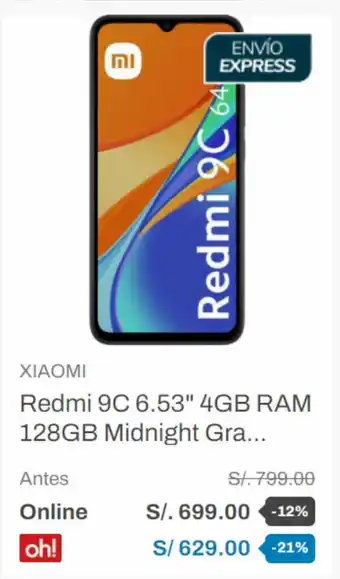 Oechsle Xiaomi - Redmi 9C 6.53" 4GB RAM 128GB Midnight Gra... oferta