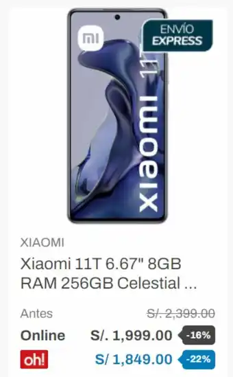 Oechsle Xiaomi - Xiaomi 11T 6.67" 8GB RAM 256GB Celestial ... oferta