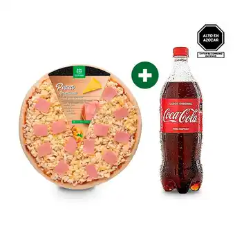 Tottus Pizza americana refrigerada + gaseosa coca cola botella 1 lt oferta