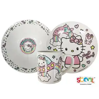 Tottus Scool set ceramica 3 piezas hello kitty oferta